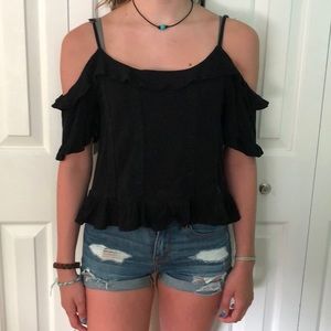 Black flow off the shoulder shirt